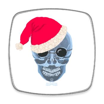 Chapeau de père Noël crâne aux rayons X, dessin - Magnet carré - blanc - Devant