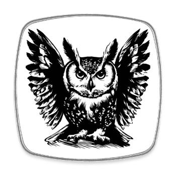 Owl1 - Square fridge magnet - white - Front