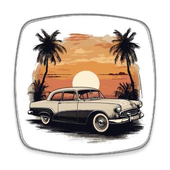Classic Cars 1950 - Viereckiger Kühlschrankmagnet - Weiß - Vorne
