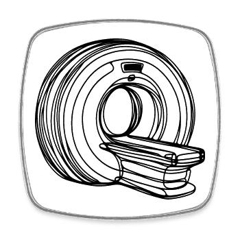 Radiologie-MRT-Scanner One Line Art Manip Radio - Viereckiger Kühlschrankmagnet - Weiß - Vorne