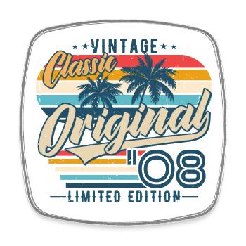 2008 Vintage Vintage Retro Birthday Gift - Square fridge magnet - white - Front