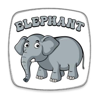 Elefant Arc Karikatur auf Schwarz - Viereckiger Kühlschrankmagnet - Weiß - Vorne