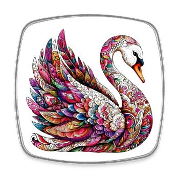 Schwan mit Mandalas verziert - Viereckiger Kühlschrankmagnet - Weiß - Vorne