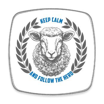 Sheep stay calm and follow the flock - Square fridge magnet - white - Front