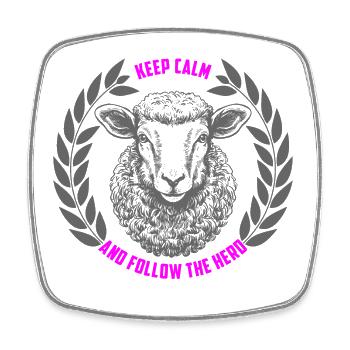 Sheep stay calm and follow the flock - Square fridge magnet - white - Front
