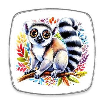 Lemur - Square fridge magnet - white - Front