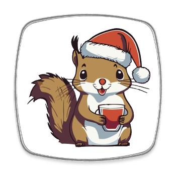 Glow Squirrel 1 - Square fridge magnet - white - Front