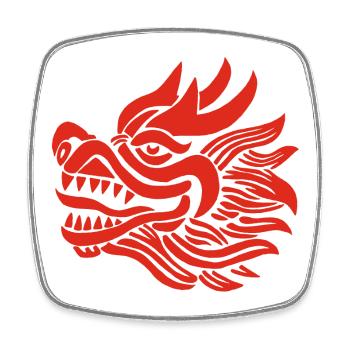 Chinesischer Drachenkopf (Rot) - Viereckiger Kühlschrankmagnet - Weiß - Vorne