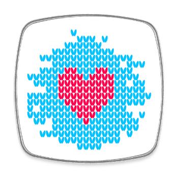Heart Knit Pattern Christmas ugly christmas Xmas - Square fridge magnet - white - Front