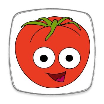 Tomate mit Gesicht - Viereckiger Kühlschrankmagnet - Weiß - Vorne