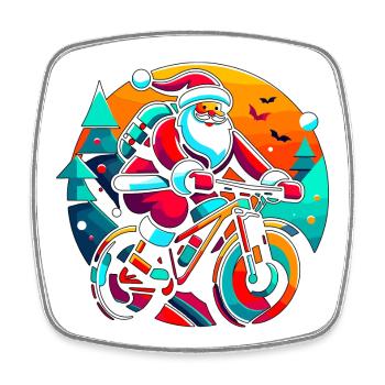 Santa Neon Fahrradtour - Viereckiger Kühlschrankmagnet - Weiß - Vorne