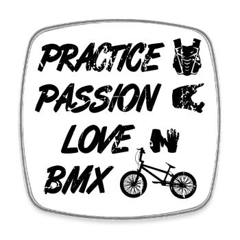 Passion Love BMX - Viereckiger Kühlschrankmagnet - Weiß - Vorne