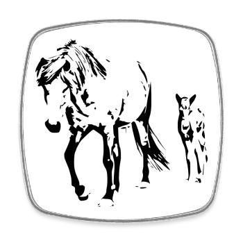 Pferde T-shirt Geschenk Reiter  - Viereckiger Kühlschrankmagnet - Weiß - Vorne
