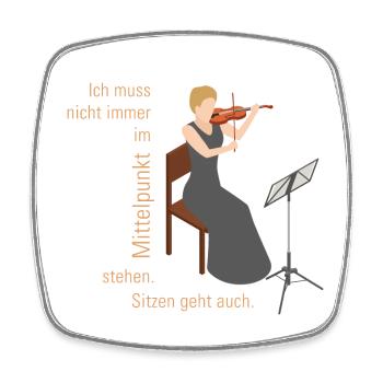 Geigerin Ich muss nicht immer im Mittelpunkt stehn - Viereckiger Kühlschrankmagnet - Weiß - Vorne
