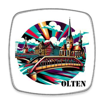 Olten - Viereckiger Kühlschrankmagnet - Weiß - Vorne