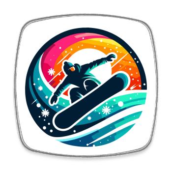 Snowboard - Vibrations of snowboard evolution - Square fridge magnet - white - Front