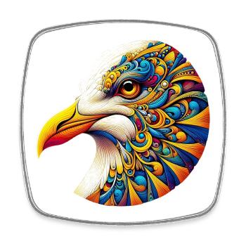 Möwe mit Mandalas verziert - Viereckiger Kühlschrankmagnet - Weiß - Vorne