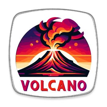 Lebendige Eruption Vulkan Illustration - Viereckiger Kühlschrankmagnet - Weiß - Vorne