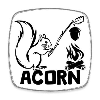 Acorn - Hungriges Eichhörnchen [Schwarz] - Viereckiger Kühlschrankmagnet - Weiß - Vorne