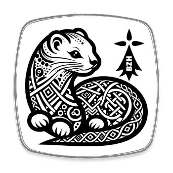 L ermine - Square fridge magnet - white - Front