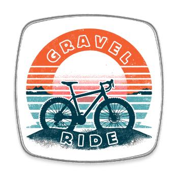 Retro Gravel Ride - Square fridge magnet - white - Front