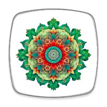 Kaleidoskop-Blumen-Mandala - Viereckiger Kühlschrankmagnet - Weiß - Vorne