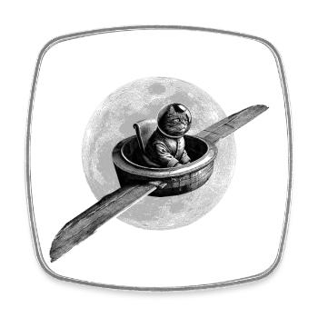 True Moon Love - Chat volant - Magnet carré - blanc - Devant