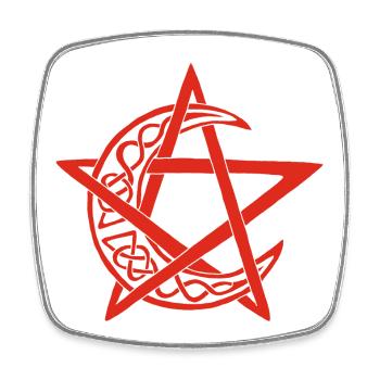Red Lunar Pentagram - Square fridge magnet - white - Front