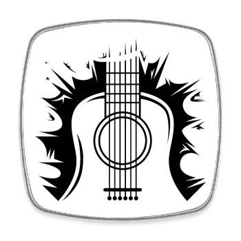 Icône d’illustration de logo d’explosion de guitare - Magnet carré - blanc - Devant