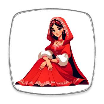 Ded Moroz Snegurotschka russischer Weihnachtsmann - Viereckiger Kühlschrankmagnet - Weiß - Vorne