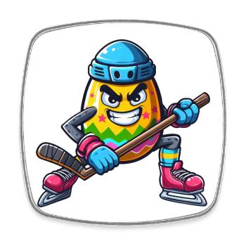 Easter Egg Hockey Design | hockey player - Square fridge magnet - white - Front