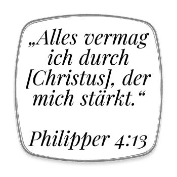 Philipper 4:13 Bibelvers: Alles vermag ich - Viereckiger Kühlschrankmagnet - Weiß - Vorne