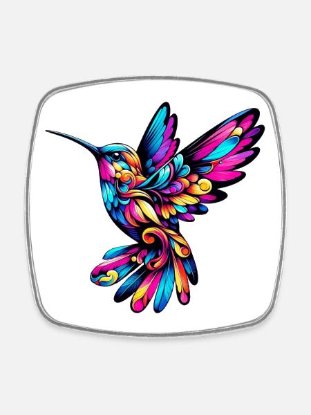 Hummingbird - Square fridge magnet - white