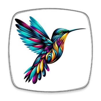 Colibri - Magnet carré - blanc - Devant