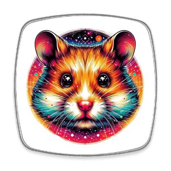 Hamster - Viereckiger Kühlschrankmagnet - Weiß - Vorne