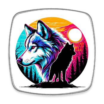 Wolf - Square fridge magnet - white - Front