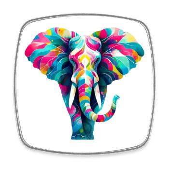 Elefant - Viereckiger Kühlschrankmagnet - Weiß - Vorne