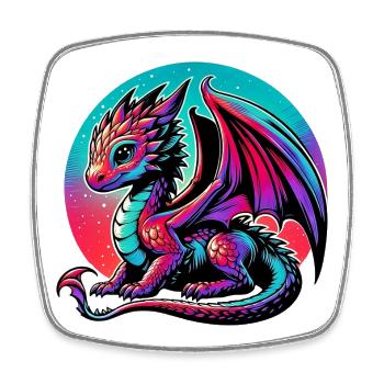 Dragon - Magnet carré - blanc - Devant