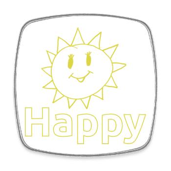 Happy Sonne - Viereckiger Kühlschrankmagnet - Weiß - Vorne