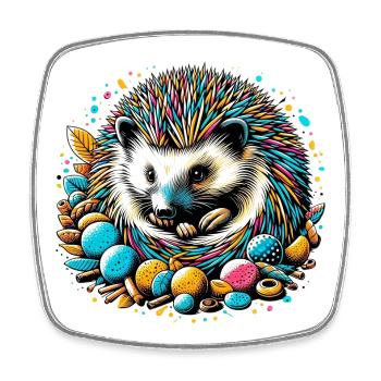 Hedgehog - Square fridge magnet - white - Front