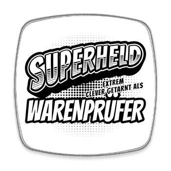 Superheld, clever getarnt als Warenprüfer - Viereckiger Kühlschrankmagnet - Weiß - Vorne