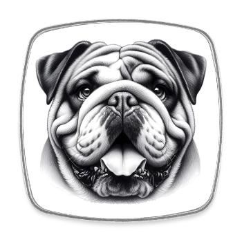 Bouledogue anglais Chien - Magnet carré - blanc - Devant