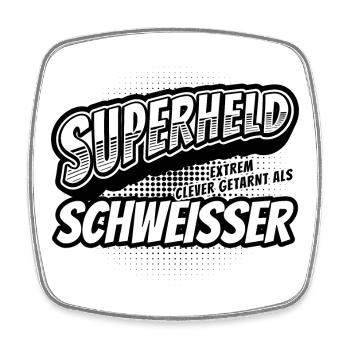 Superheld, clever getarnt als Schweisser - Viereckiger Kühlschrankmagnet - Weiß - Vorne