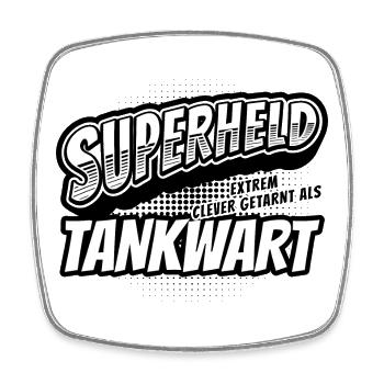Superheld, clever getarnt als Tankwart - Viereckiger Kühlschrankmagnet - Weiß - Vorne