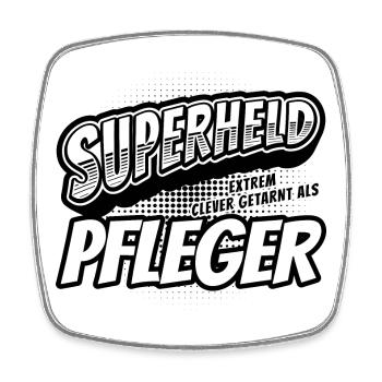 Superheld, clever getarnt als Pfleger - Viereckiger Kühlschrankmagnet - Weiß - Vorne