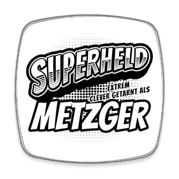 Superheld, clever getarnt als Metzger - Viereckiger Kühlschrankmagnet - Weiß - Vorne