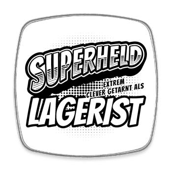 Superheld, clever getarnt als Lagerist - Viereckiger Kühlschrankmagnet - Weiß - Vorne