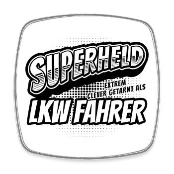 Superheld, clever getarnt als LKW Fahrer - Viereckiger Kühlschrankmagnet - Weiß - Vorne