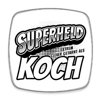 Superheld, clever getarnt als Koch - Viereckiger Kühlschrankmagnet - Weiß - Vorne