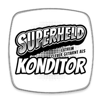 Superheld, clever getarnt als Konditor - Viereckiger Kühlschrankmagnet - Weiß - Vorne